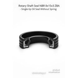 Rotary Shaft Seal NBR 8x15x3 ZBA – single-lip oil seal without spring, nitrile rubber shaft seal for industrial machinery