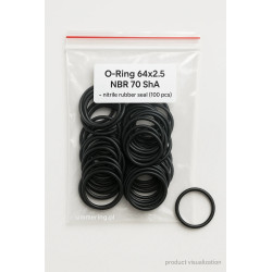 O-Ring 64x2.5 NBR 70 ShA – nitrile rubber seal, oil and grease resistant, pack of 100 pcs