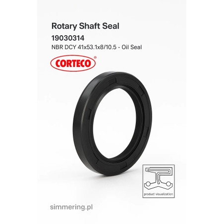 Rotary Shaft Seal CORTECO 19030314 NBR DCY Oil Seal 41x53.1x8/10.5 – oil-resistant shaft seal