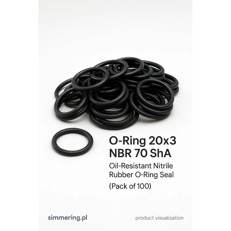 O-Ring 20x3 NBR 70 ShA – oil-resistant nitrile rubber O-ring seal, pack of 100, simmering.pl