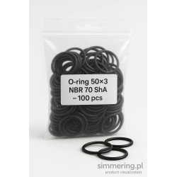 O-ring 50x3 NBR 70 ShA – opakowanie 100 sztuk, czarne uszczelki gumowe w woreczku strunowym simmering.pl