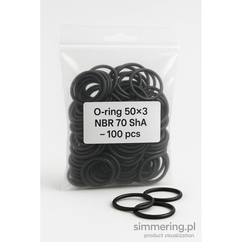 O-ring 50x3 NBR 70 ShA – opakowanie 100 sztuk, czarne uszczelki gumowe w woreczku strunowym simmering.pl