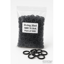O-ring 20x4 NBR 70 ShA – pack of 1000 pcs, black nitrile rubber seals in zip bag simmering.pl