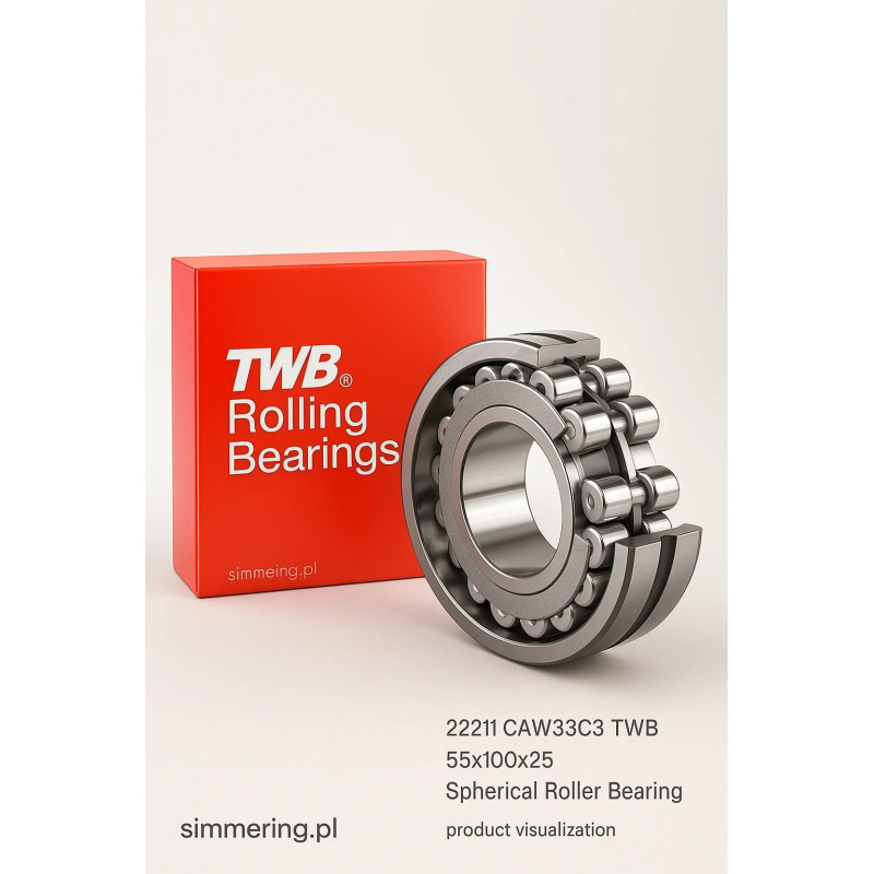 TWB 22211 CAW33C3 spherical roller bearing 55x100x25 – high load capacity self-aligning bearing, simmering.pl