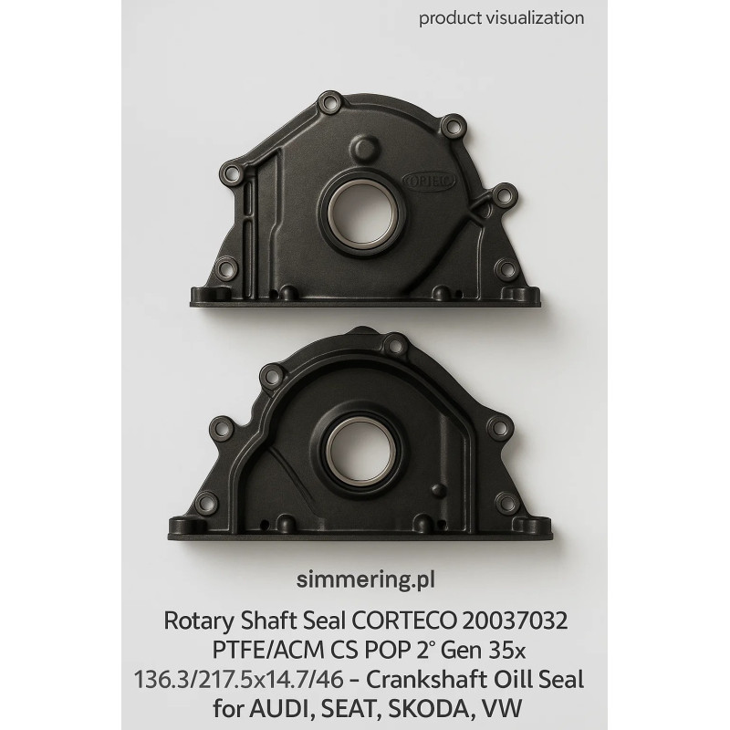Rotary Shaft Seal CORTECO 20037032 PTFE/ACM CS POP 2° Gen 35x136.3/217.5x14.7/46 - Crankshaft Oil Seal for AUDI, SEAT, SKODA, VW