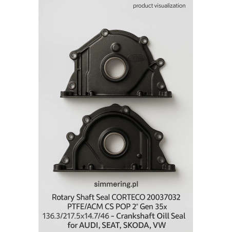 Rotary Shaft Seal CORTECO 20037032 PTFE/ACM CS POP 2° Gen 35x136.3/217.5x14.7/46 - Crankshaft Oil Seal for AUDI, SEAT, SKODA, VW