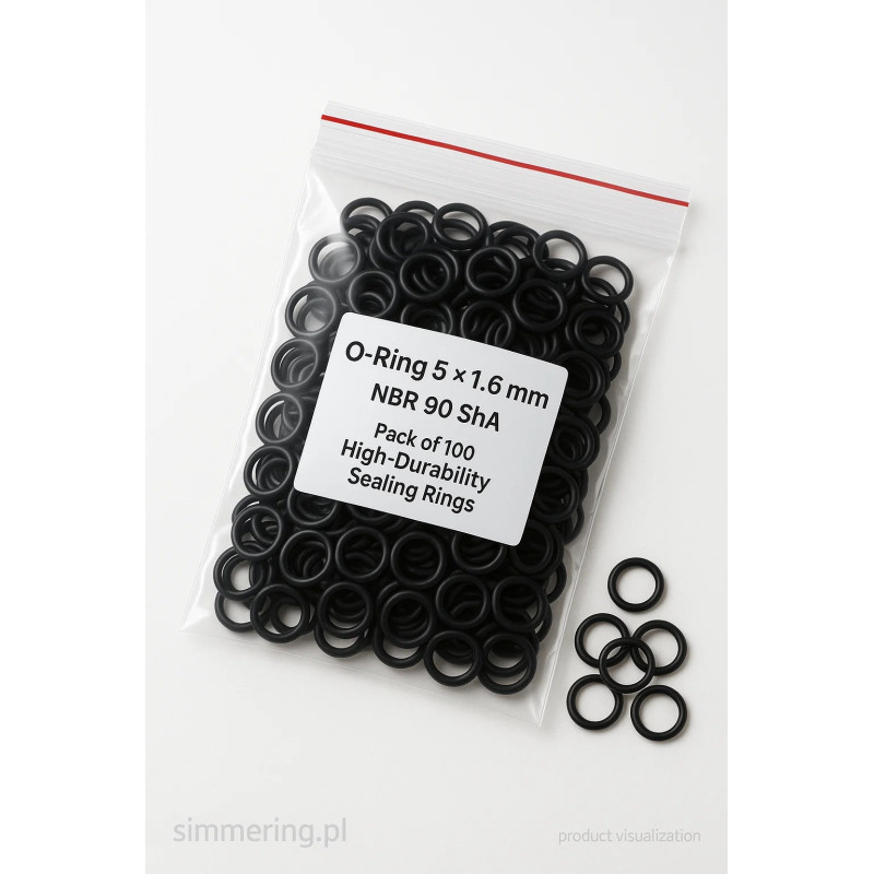 O-Ring 5 × 1.6 mm NBR 90 ShA – Pack of 100 High-Durability Sealing Rings