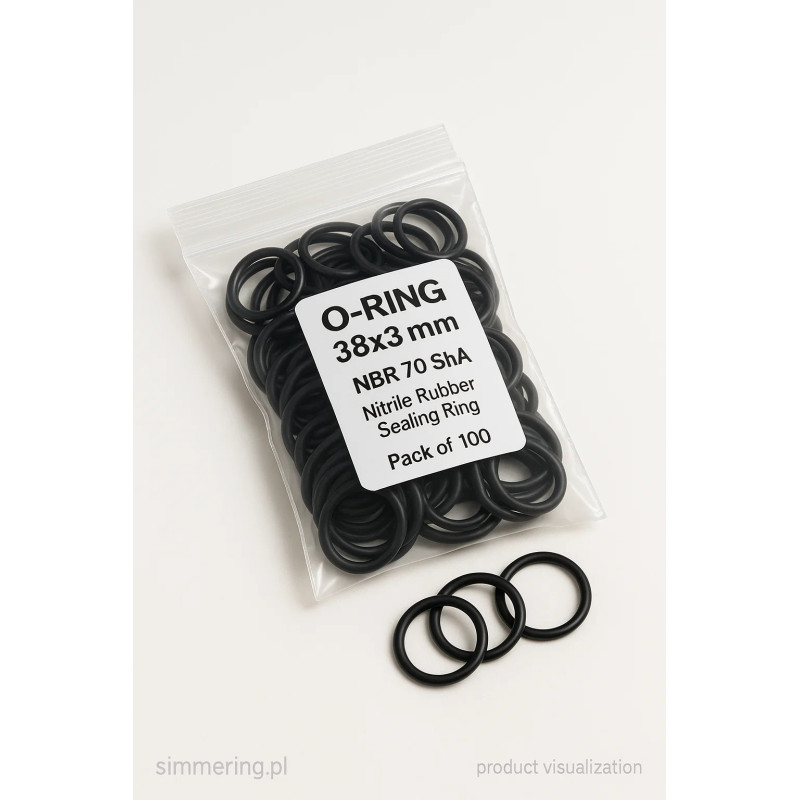 O-Ring 38x3 mm NBR 70 ShA – Nitrile Rubber Sealing Ring (Pack of 100)