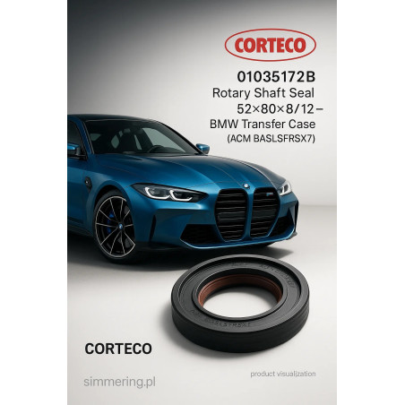 CORTECO 01035172B ACM BASLSFRSX7 oil seal 52x80x8/12 BMW