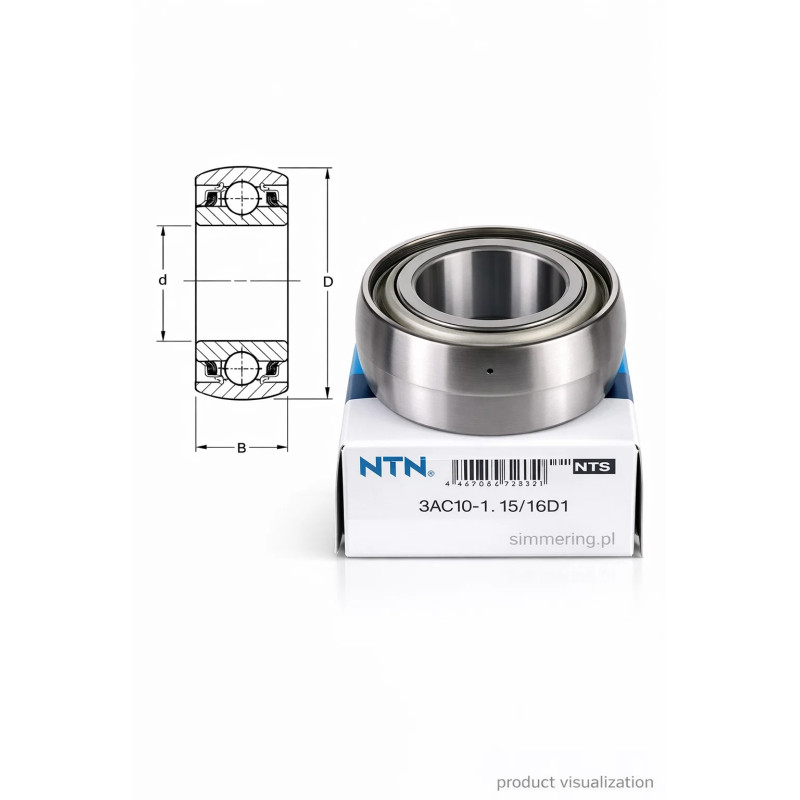 3AC10-1.15/16D1 NTN 49,225x90x30,163 Insert Ball Bearing