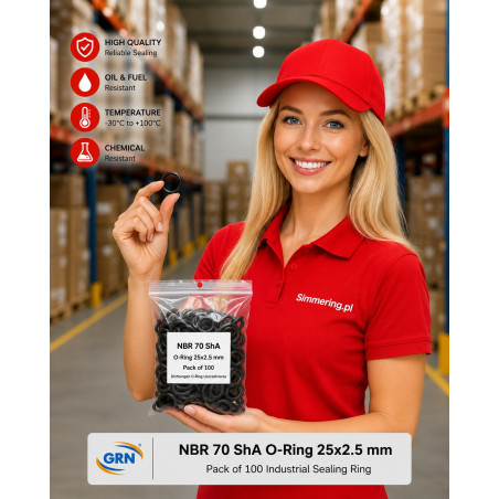 25x2.5 NBR 70 Shore A O-Ring – pack of 100 for industrial and service applications