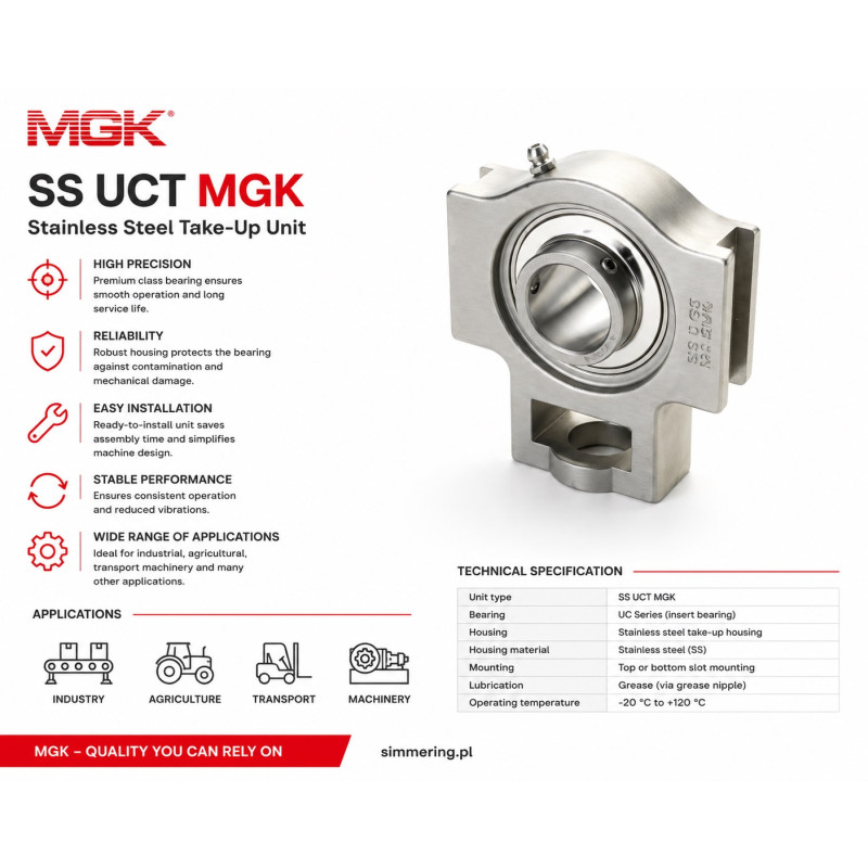 SS UCT 207 MGK Stainless Take Up Bearing Unit 35 mm
