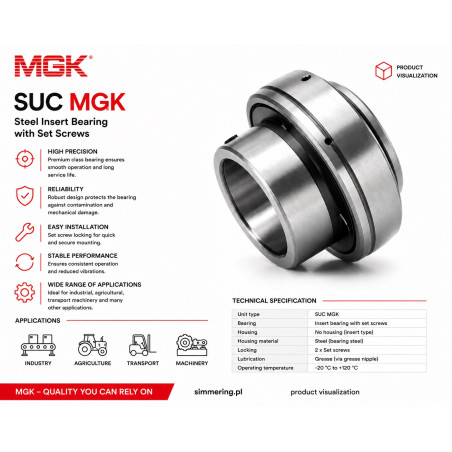 SUC 206 MGK Łożysko Samonastawne 30x62x38,1