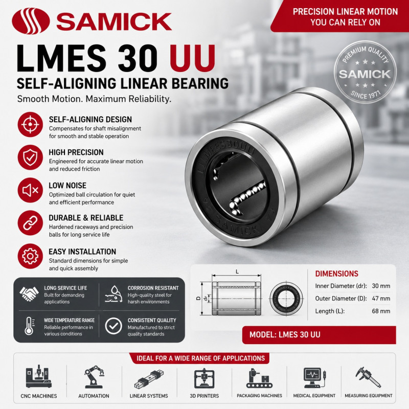 SAMICK LMES 30 UU 30x47x68 Samonastawna Tuleja Liniowa