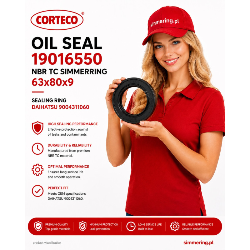 Uszczelniacz CORTECO 19016550 NBR TC Simmerring 63x80x9