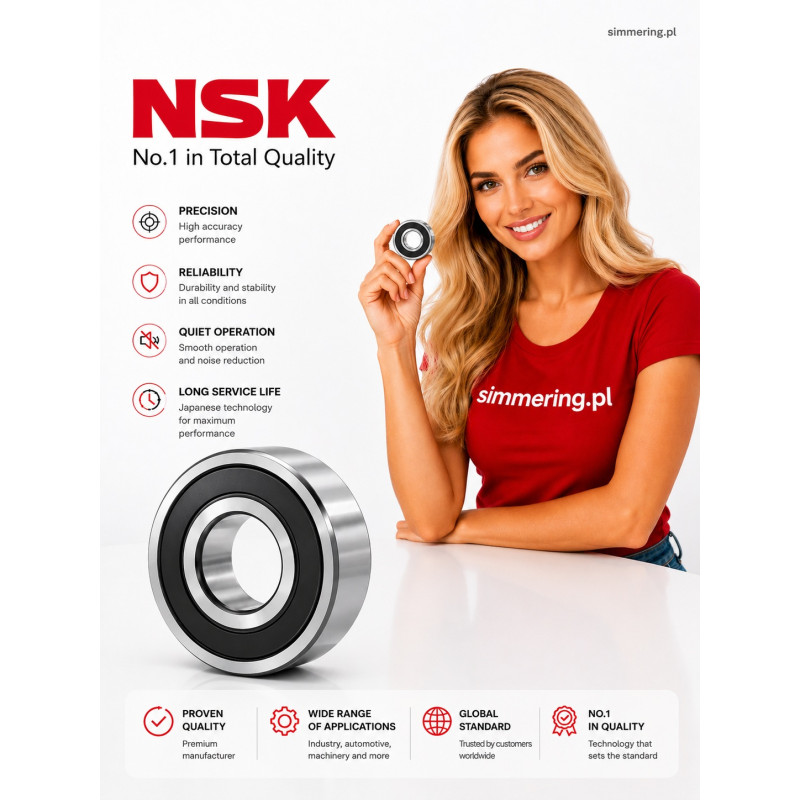 Łożysko kulkowe 6005 2RS NSK 25x47x12 mm