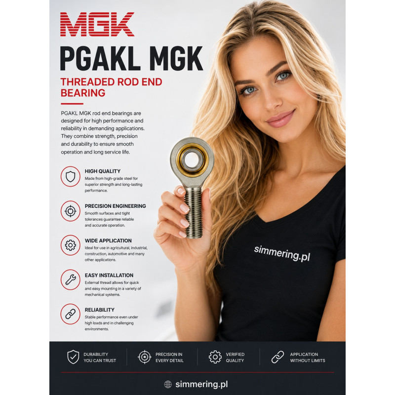 PGAKL 16 MGK M16 Przegub kulowy z gwintem zewnętrznym lewym